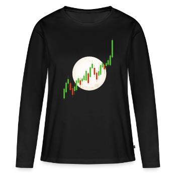 Candlestick Chart Krypto Coin to the Moon Bourse - T-shirt manches longues Premium bio Femme - noir - Devant - Julia (174cm)