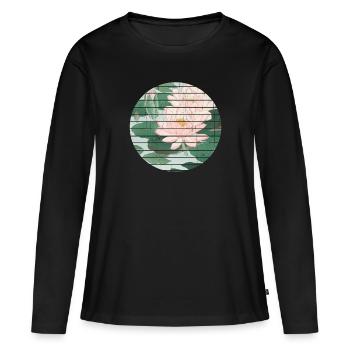 Nénuphar japonais - T-shirt manches longues Premium bio Femme - noir - Devant - Julia (174cm)