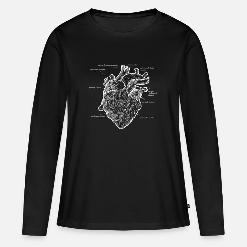 Anatomisches herz - Frauen Premium Bio Langarmshirt - Schwarz