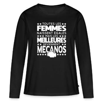 Femmes égales les meilleures deviennent mécanos - T-shirt manches longues Premium bio Femme - noir - Devant - Julia (174cm)