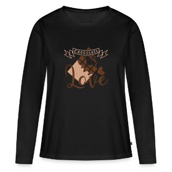 Chocolat Chocolat Amour - T-shirt manches longues Premium bio Femme - noir - Devant - Julia (174cm)