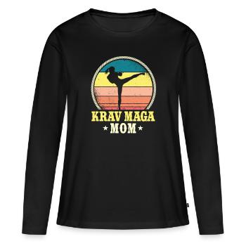 Krav Maga Mama - T-shirt manches longues Premium bio Femme - noir - Devant - Julia (174cm)