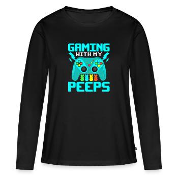 Gaming Quote Gaming avec My Peeps Gaming - T-shirt manches longues Premium bio Femme - noir - Devant - Julia (174cm)