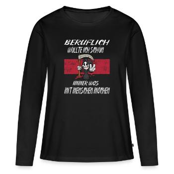 Beruflich Sensenmann - Frauen Premium Bio Langarmshirt - Schwarz - Vorne - Julia (174cm)