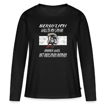 Beruflich Sensenmann - Frauen Premium Bio Langarmshirt - Schwarz - Vorne - Julia (174cm)