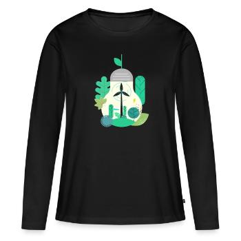 Ampoule Éolienne Énergie éolienne Énergie éolienne - T-shirt manches longues Premium bio Femme - noir - Devant - Julia (174cm)