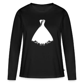 Robe de mariée Soirée Bachelor - T-shirt manches longues Premium bio Femme - noir - Devant - Julia (174cm)