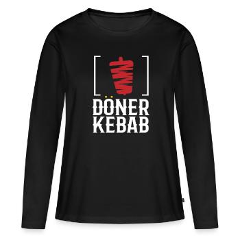 Doner Kebab Kebab Brochette De kebab Rôtisserie Snack - T-shirt manches longues Premium bio Femme - noir - Devant - Julia (174cm)