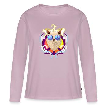 Peace Cat World Peace Anti-War - Women's Premium Organic Long Sleeve Shirt - dusky pink - Front - Julia (174cm)