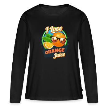 J’adore le jus de jus d’orange Fruit - T-shirt manches longues Premium bio Femme - noir - Devant - Julia (174cm)