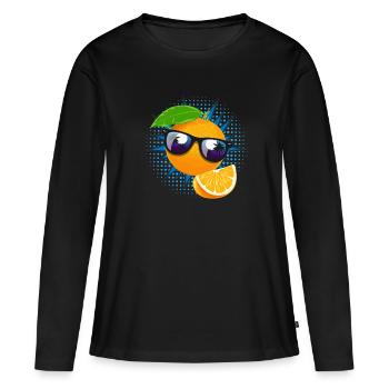 Orange Lunettes de soleil Jus Fruit - T-shirt manches longues Premium bio Femme - noir - Devant - Julia (174cm)