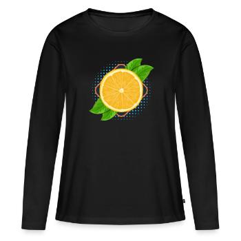 Jus fruité d’orange Fruité - T-shirt manches longues Premium bio Femme - noir - Devant - Julia (174cm)