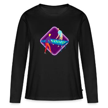 Joueur de baby-foot Rotary football Foosball - T-shirt manches longues Premium bio Femme - noir - Devant - Julia (174cm)