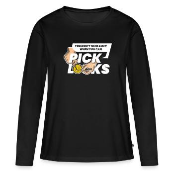 Pas besoin d’un sélecteur de verrouillage de clé - T-shirt manches longues Premium bio Femme - noir - Devant - Julia (174cm)