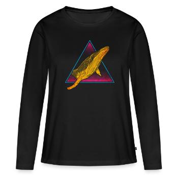 Baleine à bosse - T-shirt manches longues Premium bio Femme - noir - Devant - Julia (174cm)