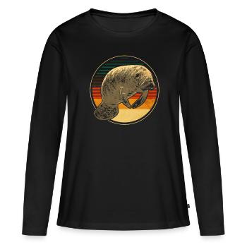 Seekuh - Frauen Premium Bio Langarmshirt - Schwarz - Vorne - Julia (174cm)