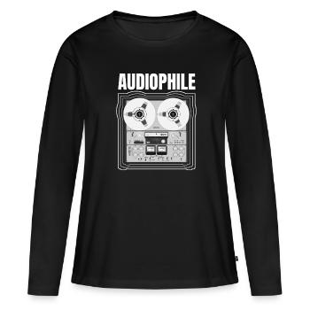 Magnétophone audiophile Tonbandgerät - T-shirt manches longues Premium bio Femme - noir - Devant - Julia (174cm)