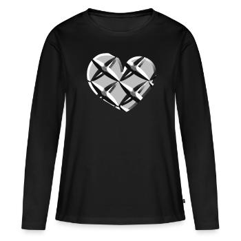 grey heart net pattern caught - Women's Premium Organic Long Sleeve Shirt - black - Front - Julia (174cm)