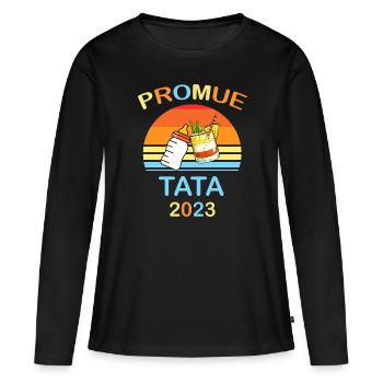 Ma Tata Je Trinque mit Geburt 2023 - Frauen Premium Bio Langarmshirt - Schwarz - Vorne - Julia (174cm)