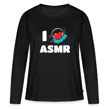 I Love ASMR Herz Kopfhörer - Frauen Premium Bio Langarmshirt - Schwarz - Vorne - Julia (174cm)