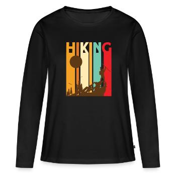Hiking Retro Hiking - Frauen Premium Bio Langarmshirt - Schwarz - Vorne - Julia (174cm)