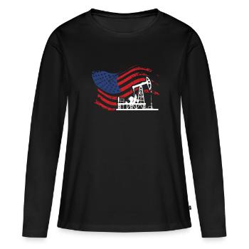 Drilling rig America Oil Drilling Rig - T-shirt manches longues Premium bio Femme - noir - Devant - Julia (174cm)