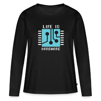La vie est matériel informaticien Hack Coder - T-shirt manches longues Premium bio Femme - noir - Devant - Julia (174cm)