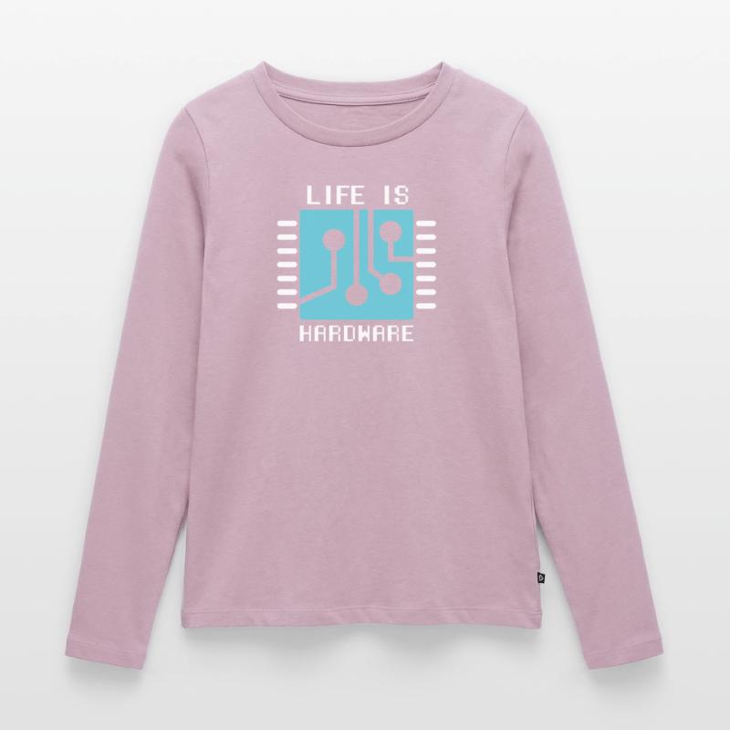 Life Is Hardware Informatiker Hack Coder Frauen Premium Bio Langarmshirt