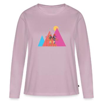 Pyramides égyptiennes Egypte - T-shirt manches longues Premium bio Femme - rose poudré - Devant - Julia (174cm)