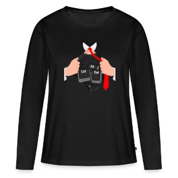Ctrl alt del hack ordinateur informaticien - T-shirt manches longues Premium bio Femme - noir - Devant - Julia (174cm)