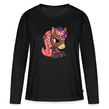 Cute Unicorn Motif Children Girl - Women's Premium Organic Long Sleeve Shirt - black - Front - Julia (174cm)