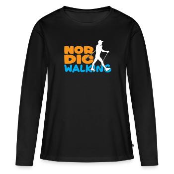 Marche nordique Sports Marche - T-shirt manches longues Premium bio Femme - noir - Devant - Julia (174cm)
