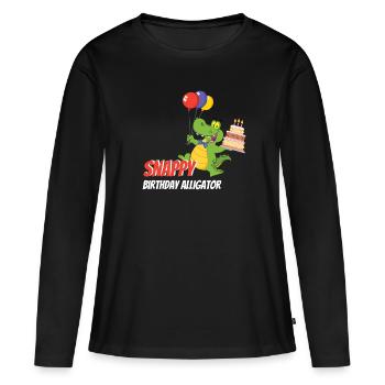 Snappy Birthday Alligator Crocodile - T-shirt manches longues Premium bio Femme - noir - Devant - Julia (174cm)
