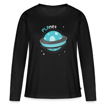 PLAnet PLA Imprimante 3D d’impression 3D - T-shirt manches longues Premium bio Femme - noir - Devant - Julia (174cm)