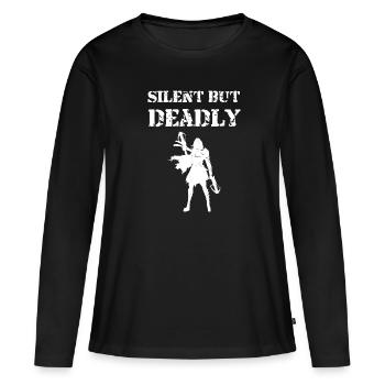 Arbalète silencieuse mais mortelle Tir à l’arc - T-shirt manches longues Premium bio Femme - noir - Devant - Julia (174cm)