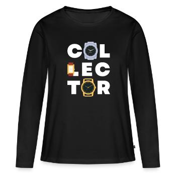 Montres-bracelets Collector Montres de luxe Montre - T-shirt manches longues Premium bio Femme - noir - Devant - Julia (174cm)