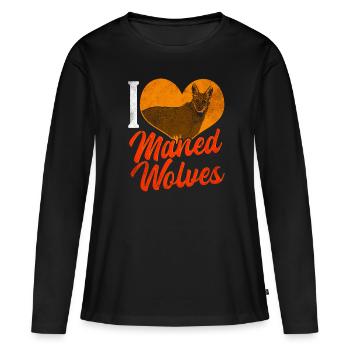 Loup à crinière - T-shirt manches longues Premium bio Femme - noir - Devant - Julia (174cm)