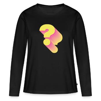 Ponctuation rétro du point d’interrogation - T-shirt manches longues Premium bio Femme - noir - Devant - Julia (174cm)