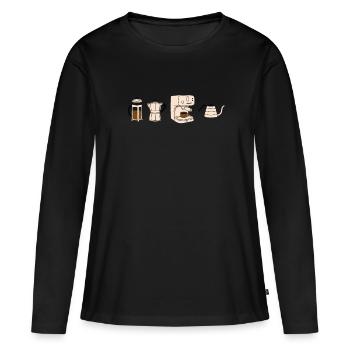 Kaffeemaschinen Kaffee Rösten - Frauen Premium Bio Langarmshirt - Schwarz - Vorne - Julia (174cm)