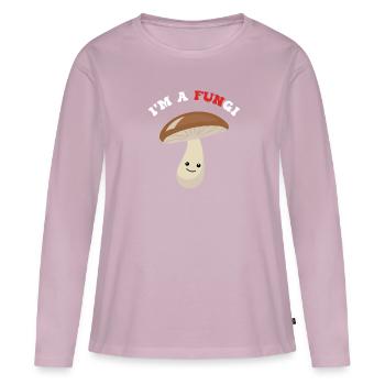 IM A Champignons Champignons Champignons - T-shirt manches longues Premium bio Femme - rose poudré - Devant - Julia (174cm)