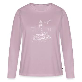 Phare d’époque - T-shirt manches longues Premium bio Femme - rose poudré - Devant - Julia (174cm)