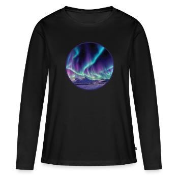 Nordlichter Polarlicht Aurora Borealis - Frauen Premium Bio Langarmshirt - Schwarz - Vorne - Julia (174cm)