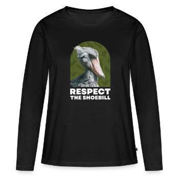 Respectez l’oiseau bec-en-sabot - T-shirt manches longues Premium bio Femme - noir - Devant - Julia (174cm)