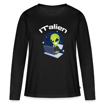 ITalien Alien Informatiker Hacker Coder - T-shirt manches longues Premium bio Femme - noir - Devant - Julia (174cm)
