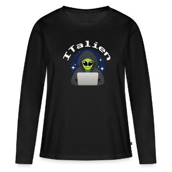 ITalien Alien Informatiker Hacker Coder - T-shirt manches longues Premium bio Femme - noir - Devant - Julia (174cm)
