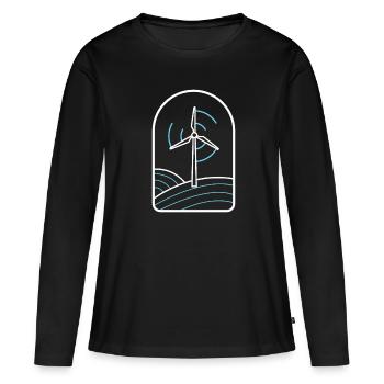 Énergie éolienne Éolienne Énergie éolienne Énergie éolienne - T-shirt manches longues Premium bio Femme - noir - Devant - Julia (174cm)
