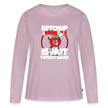 Le ketchup n’est pas de la sauce tomate Italie - T-shirt manches longues Premium bio Femme - rose poudré - Devant - Julia (174cm)