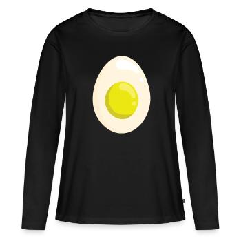 Jaune d’œuf bacon petit déjeuner matin - T-shirt manches longues Premium bio Femme - noir - Devant - Julia (174cm)