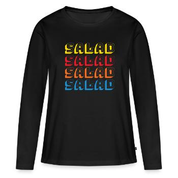 Salade Salade Salade Salat Vegan Veganer - T-shirt manches longues Premium bio Femme - noir - Devant - Julia (174cm)