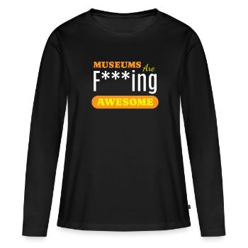 Les musées sont géniaux - T-shirt manches longues Premium bio Femme - noir - Devant - Julia (174cm)